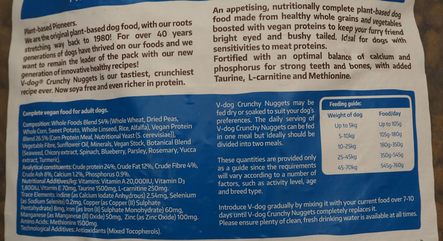 v-dog UK ingredients list