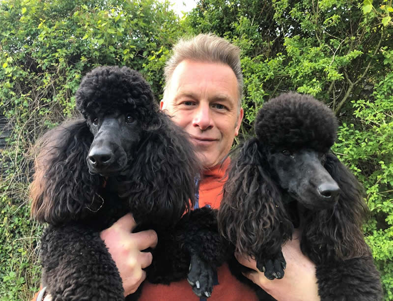 Chris Packham with his beloved dogs Sid and Nancy