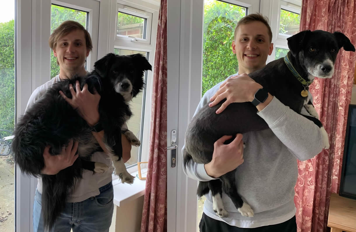 Vegan vet's plant-based dog Ruff with son having had summer haircut