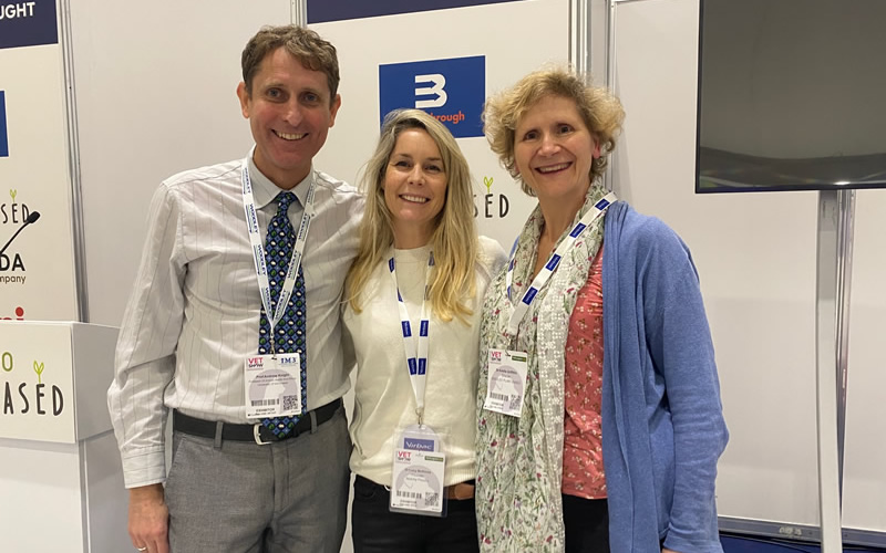 Prof Andrew Knight, Dr Lucy McKinna from Noochy Poochy and Dr Arielle Griffiths - 3 vegan vets at London Vet Show November 2022