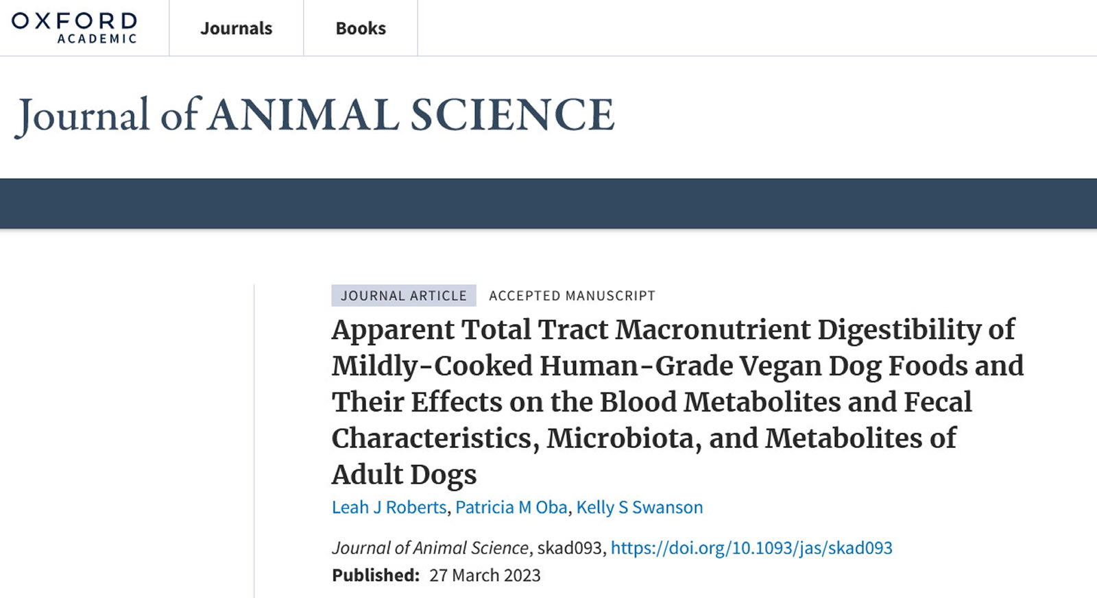 Journal animal science giving thumbs up to homecooked supplemented vegan dog food
