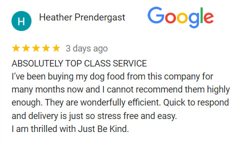 google review Just be Kind Dog Food