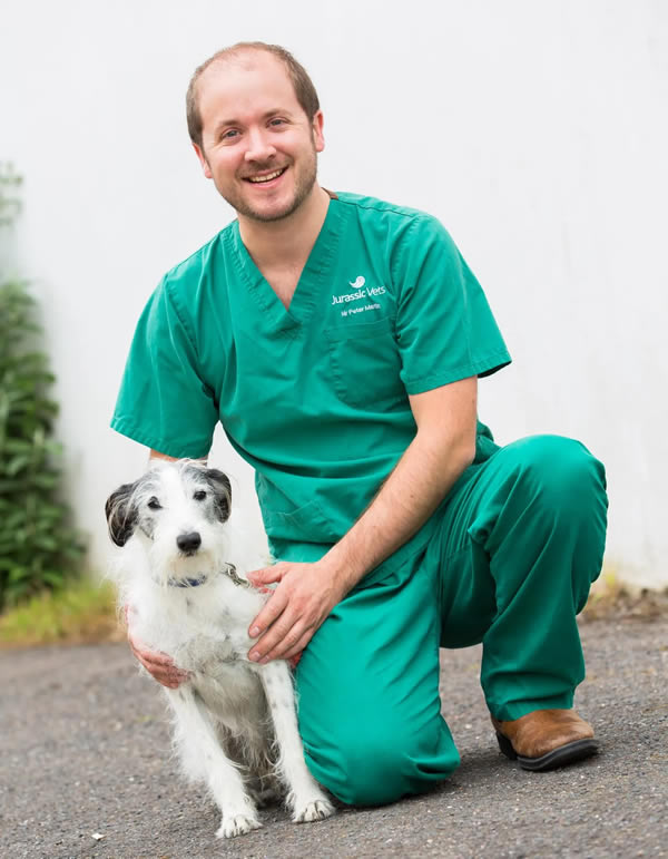 Dr Peter Martin Jurassic Vets and his own vegan dog Stitch